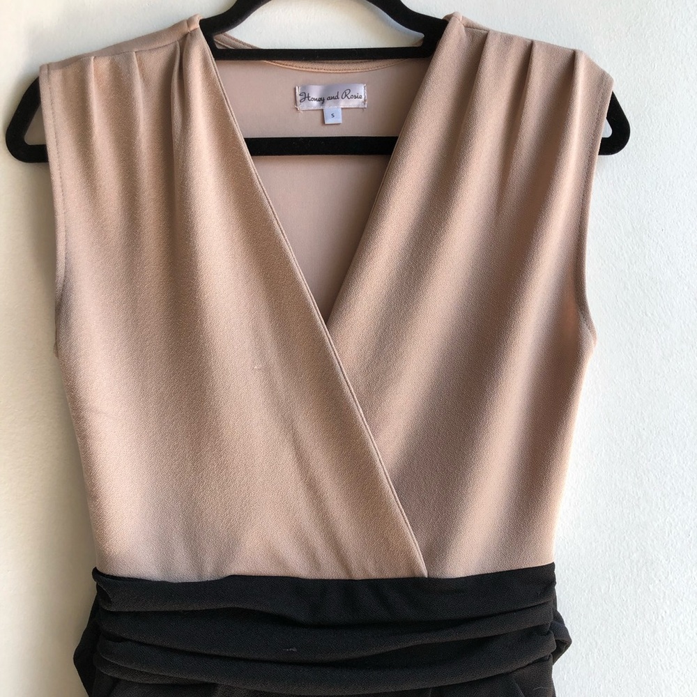 Tan & black pants jumpsuit